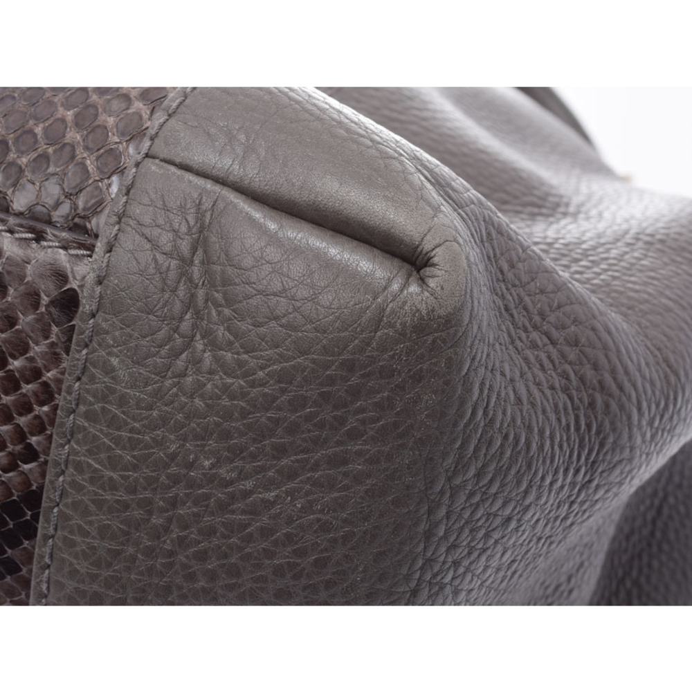 Gucci handbag gray python leather - image 7